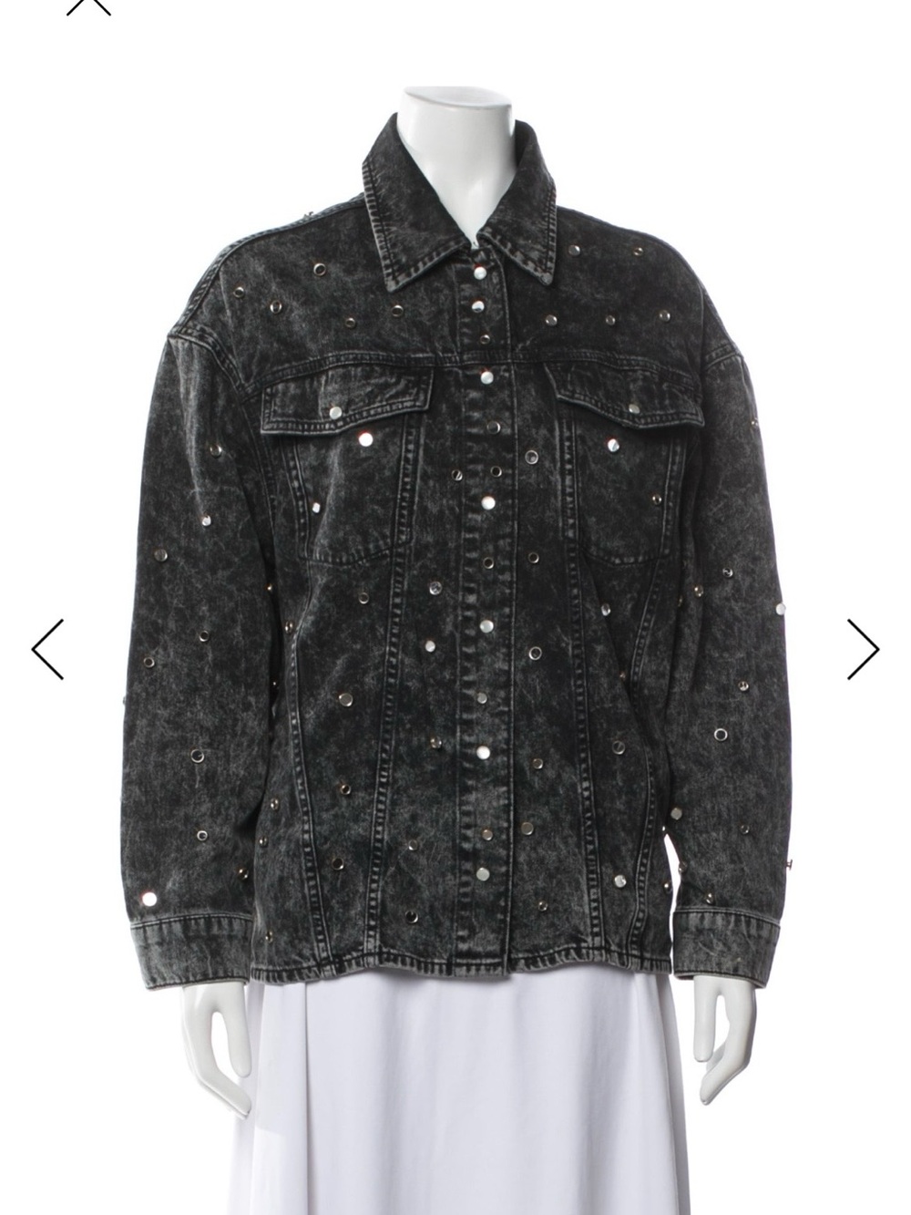 Sandro Black Washed Studded Denim Jacket